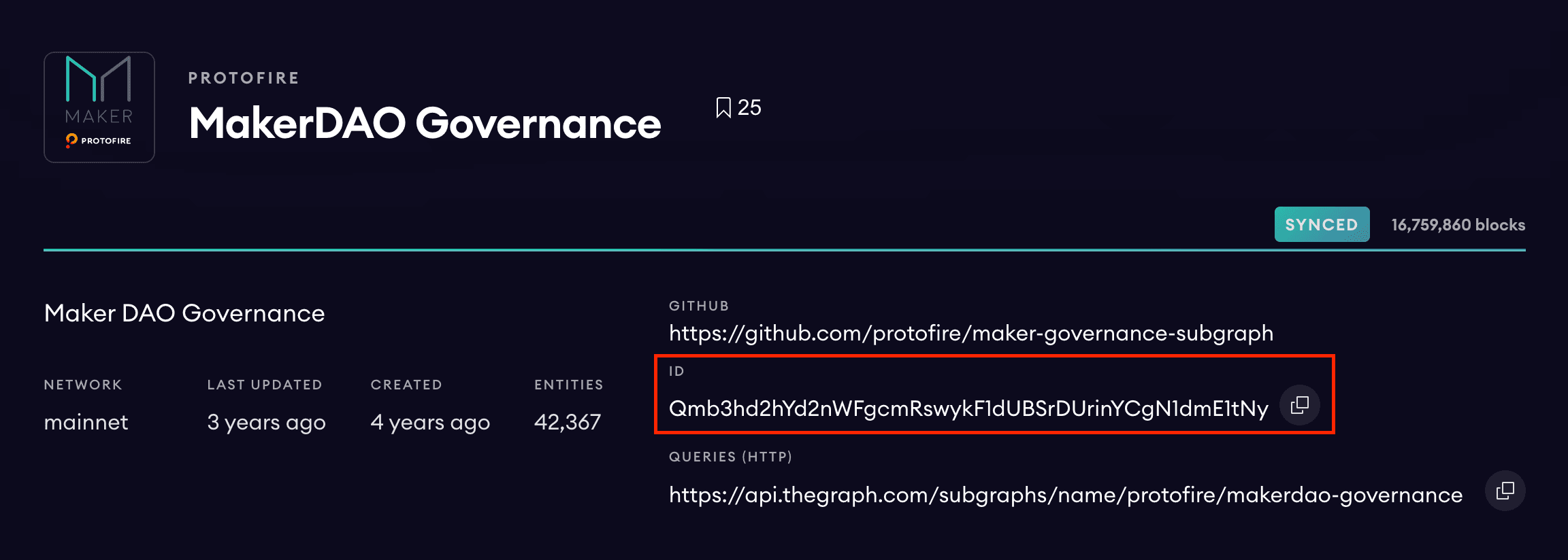 Subgraph ID screenshot